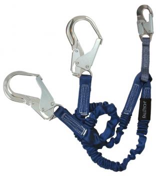 FallTech ElasTech Shock Absorbing Twin Leg Lanyard with Aluminum Rebar Hooks