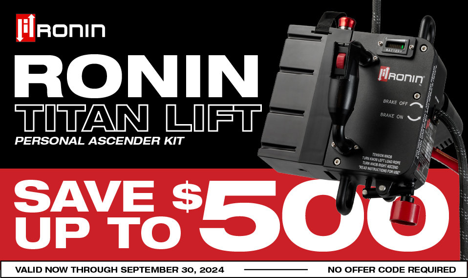 Save up to $500 on the Ronin Titan Lift Personal Ascender Kit - Valid through 09/30 at Farwest