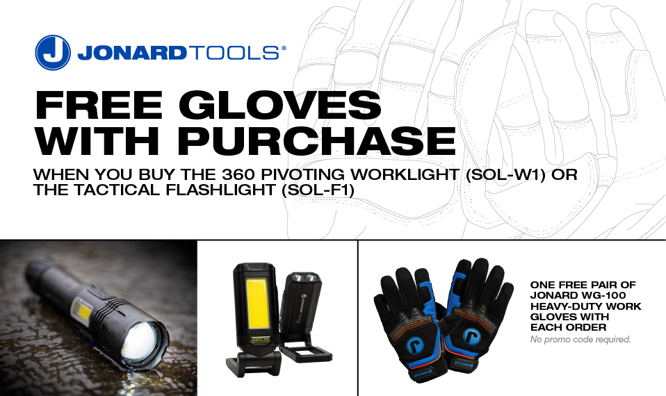 Get a free pair of gloves with the purchase of select Jonard lighting solutions at Farwest Line Specialties