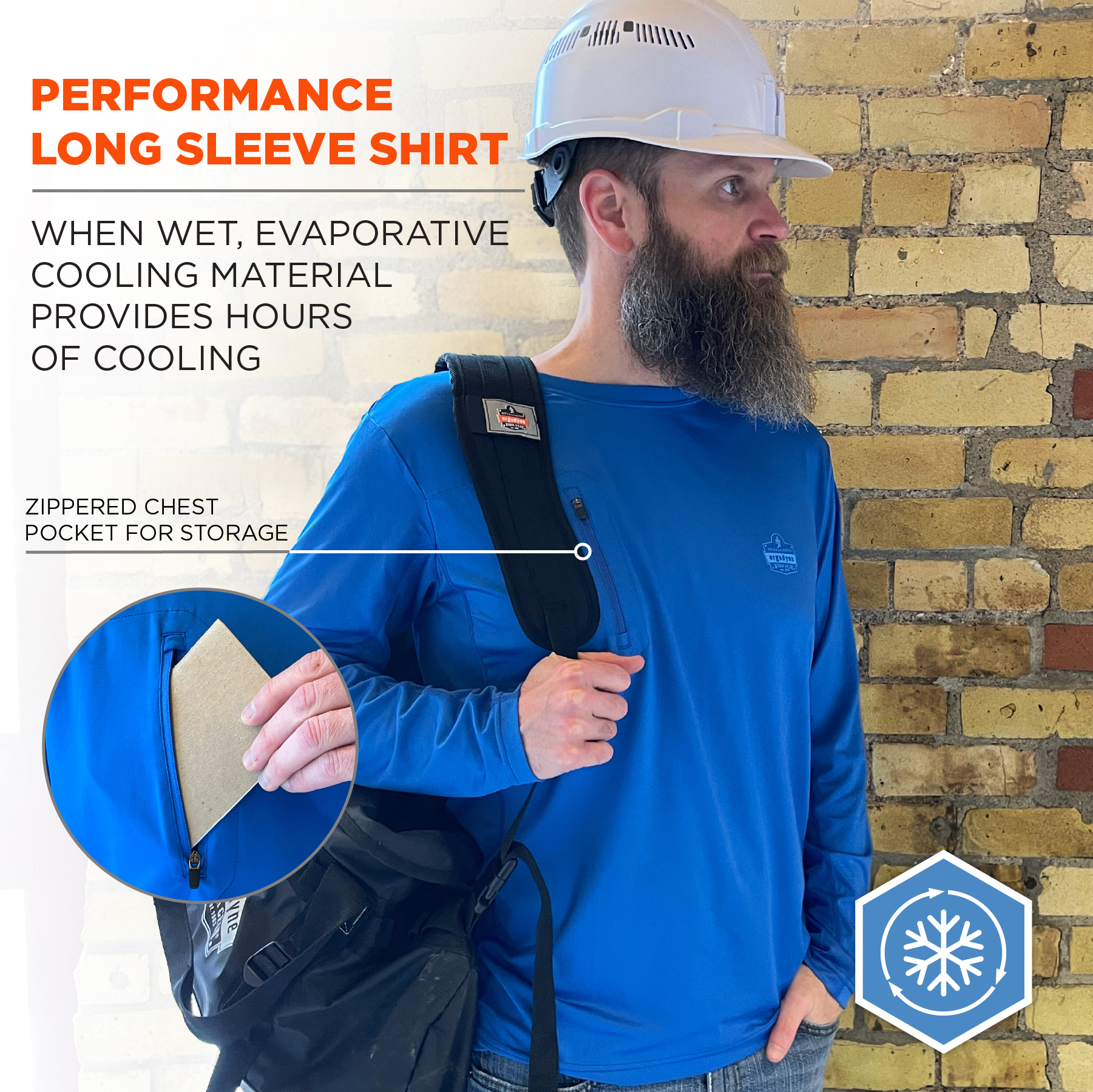 Ergodyne Chill-Its 6689 Cooling Long Sleeve Sun Shirt with UV Protection from Columbia Safety