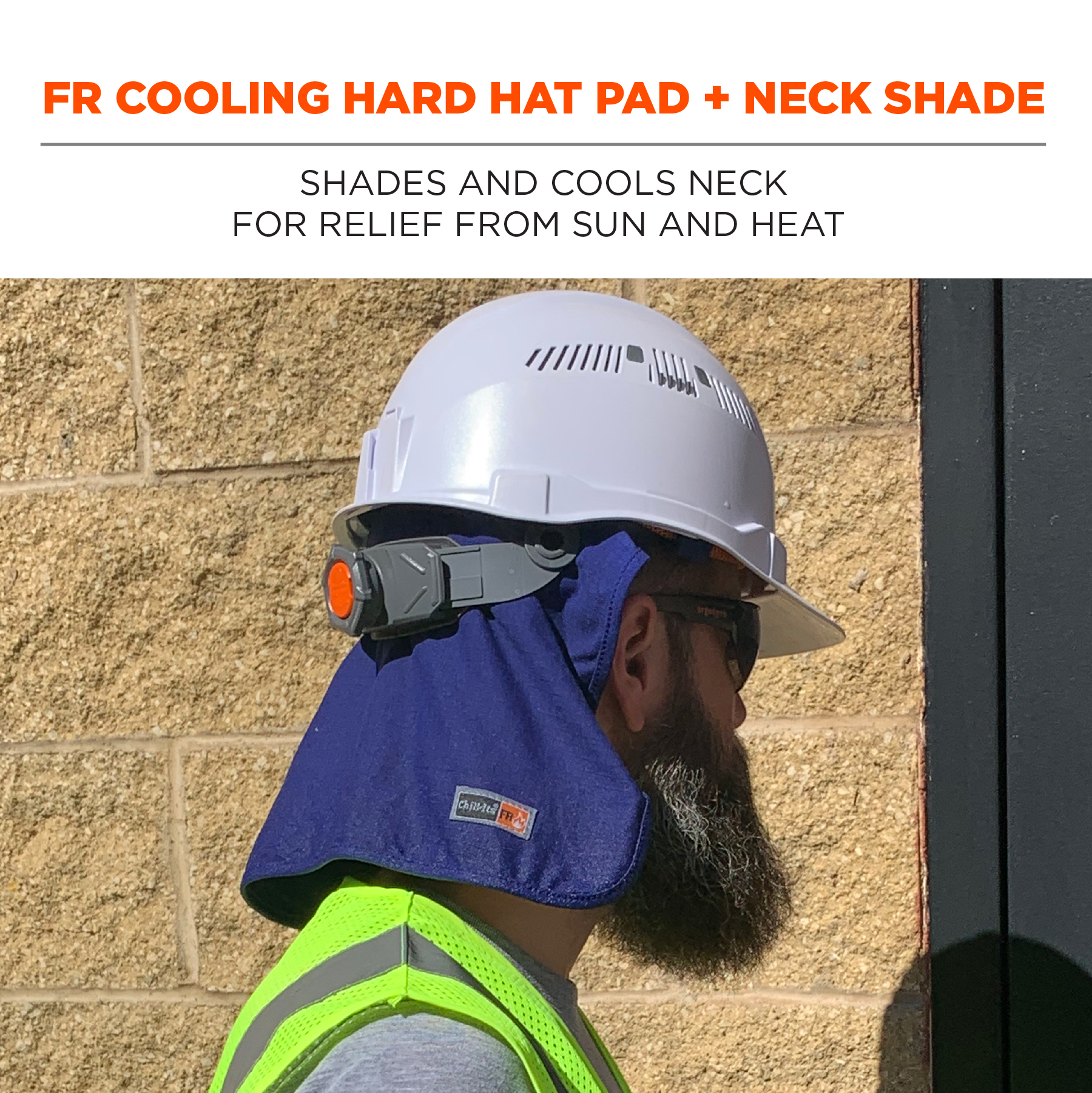 Ergodyne Chill-Its 6717FR Evaporative Cooling FR Hard Hat Liner Pad and Neck Shade from Columbia Safety