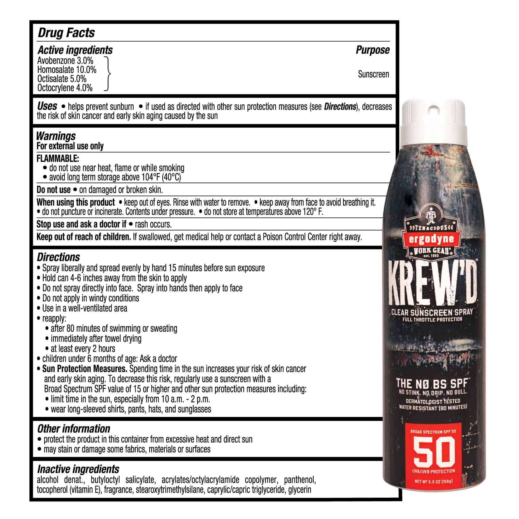 Ergodyne KREWD 5.5oz SPF 50 Sunscreen Spray from Columbia Safety