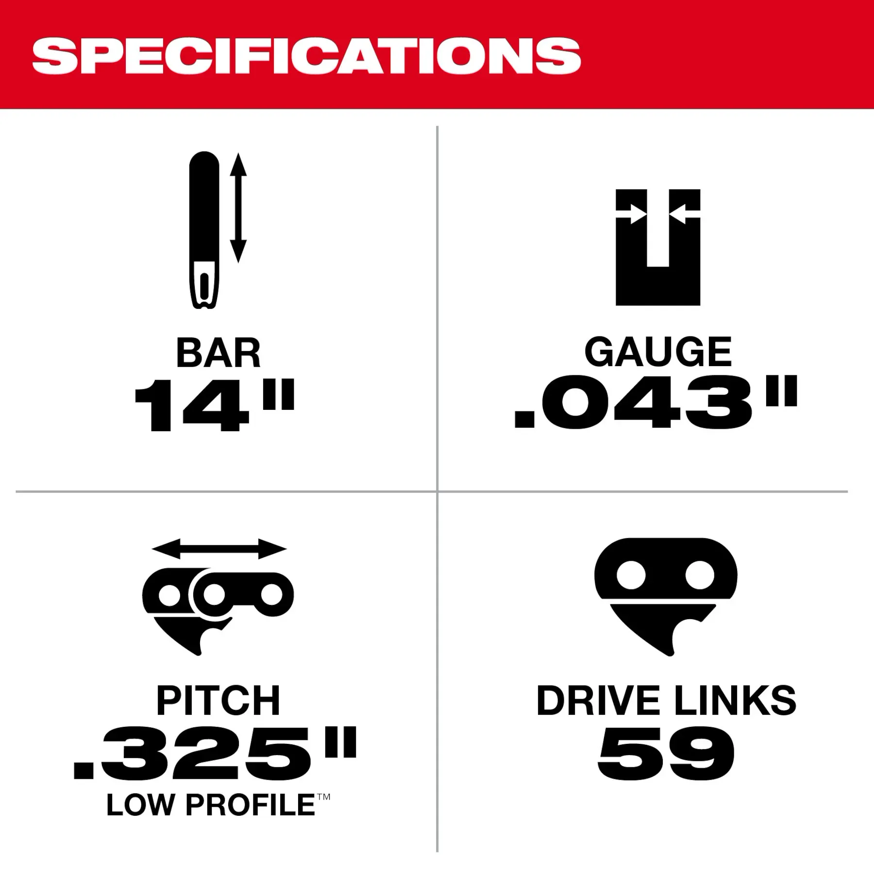 Milwaukee 14" Top Handle Chainsaw Guide Bar from Columbia Safety