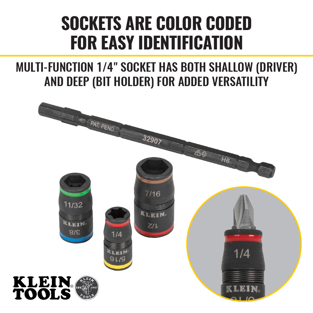 Klein Tools 7-in-1 Impact Flip Socket Set (No Handle) from Columbia Safety