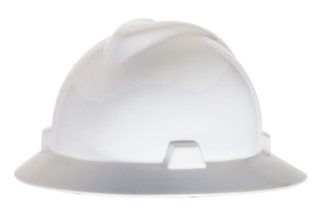 MSA V-Gard Protective Full Brim Hard Hat with Fas-Trac Ratchet Suspension from Columbia Safety