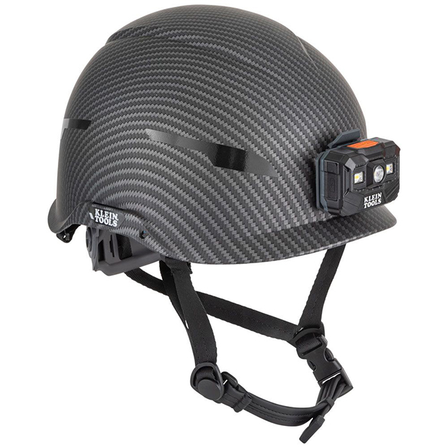 Klein Tools Premium KARBN Non-Vented Class E Safety Helmet with Headlamp from Columbia Safety