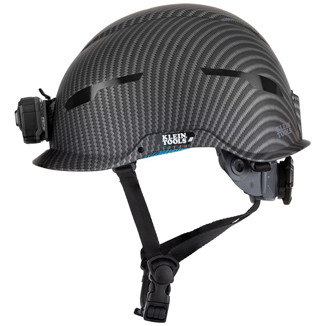 Klein Tools Premium KARBN Non-Vented Class E Safety Helmet with Headlamp from Columbia Safety