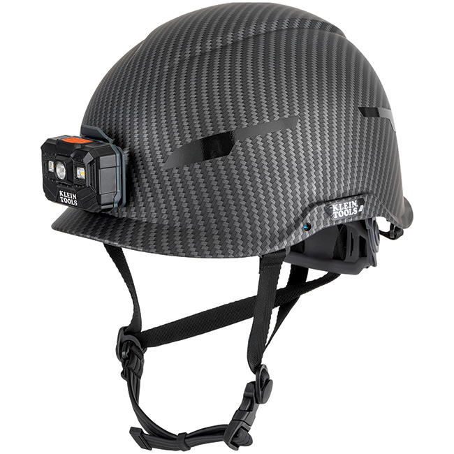 Klein Tools Premium KARBN Non-Vented Class E Safety Helmet with Headlamp from Columbia Safety