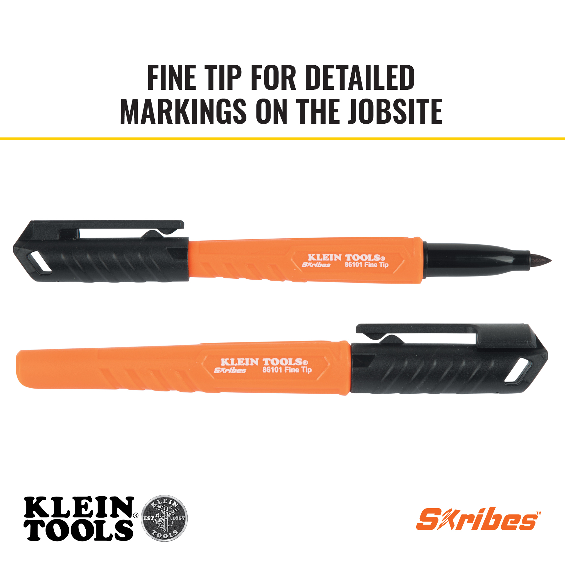 Klein Tools Skribes Fine Tip Permanent Markers, Black, 12-Pack from Columbia Safety