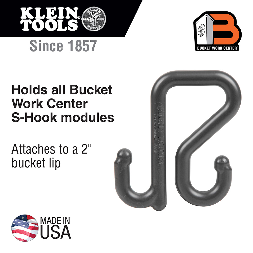 Klein Tools BC311 2 Inch Utility Bucket S Hook for Klein Bucket Work Center from Columbia Safety