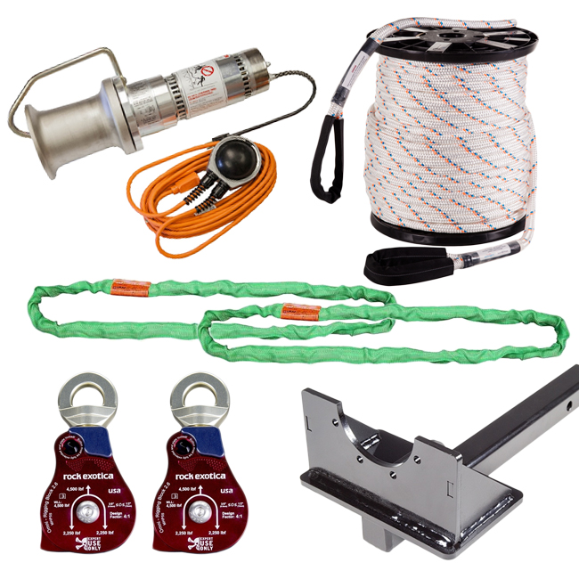 AB Chance Straight Mount Capstan Hoist Truck Kit with Rock Exotica Blocks from Columbia Safety