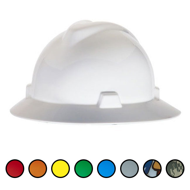 MSA V-Gard Protective Full Brim Hard Hat with Fas-Trac Ratchet Suspension from Columbia Safety