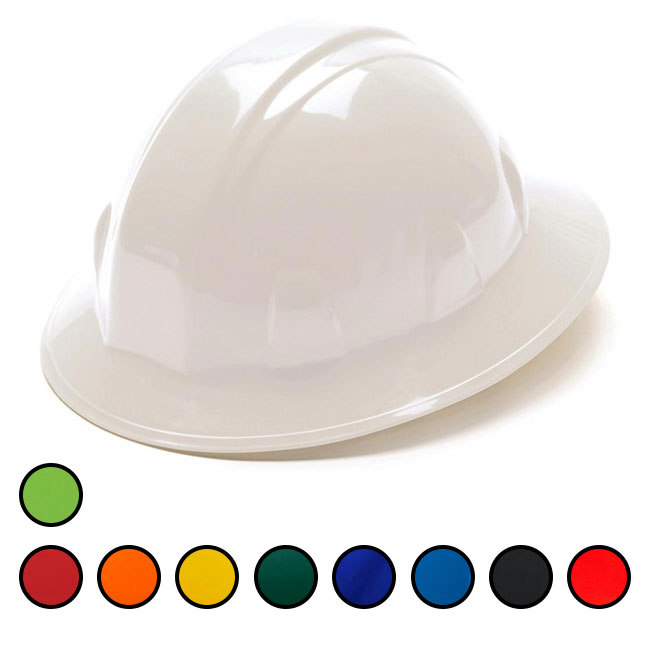 Pyramex SL Series Full Brim Hard Hat with 4 Point Ratchet Suspension from Columbia Safety