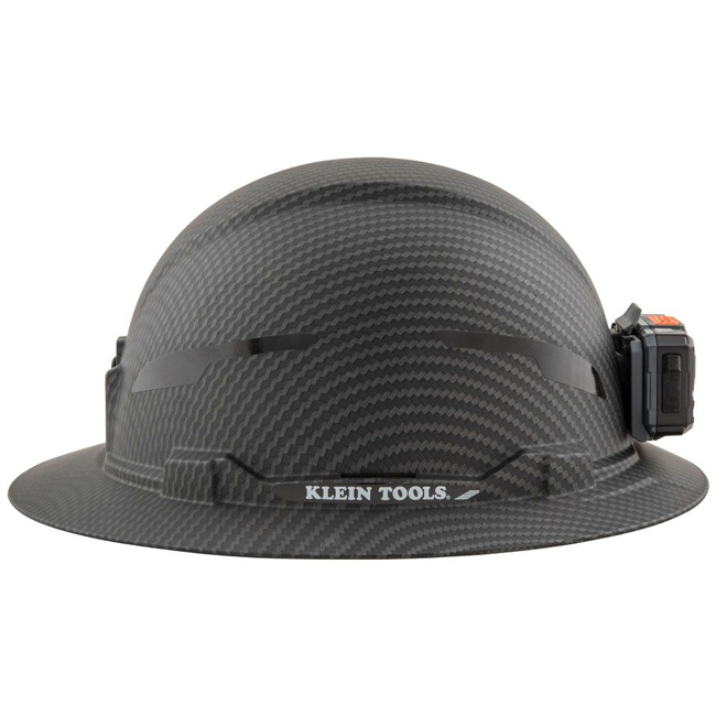 Klein Tools KARBN Non-Vented Class E Full Brim Hard Hat with Headlamp from Columbia Safety