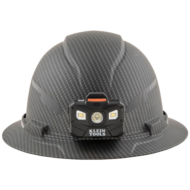 Klein Tools KARBN Non-Vented Class E Full Brim Hard Hat with Headlamp from Columbia Safety