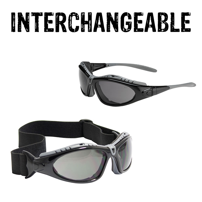 Bouton Fuselage Gray Lens Interchangeable Temple Safety Glasses from Columbia Safety