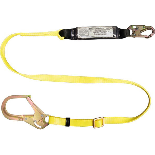 French Creek Adjustable 1 Inch Web Shock Absorbing Six Foot Lanyard with Snap Hooks and 2.5 Inch Rebar from Columbia Safety